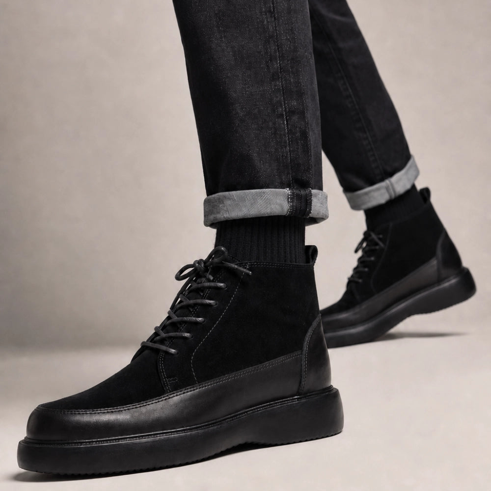 OR112 Bottines Montantes Homme - Cuir Noir
