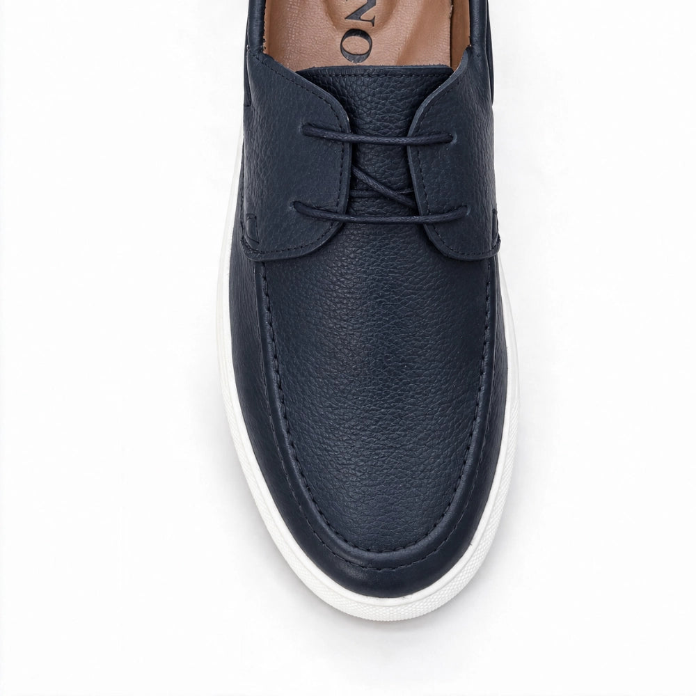 OR105 Chaussures bateau homme - Cuir Bleu marine