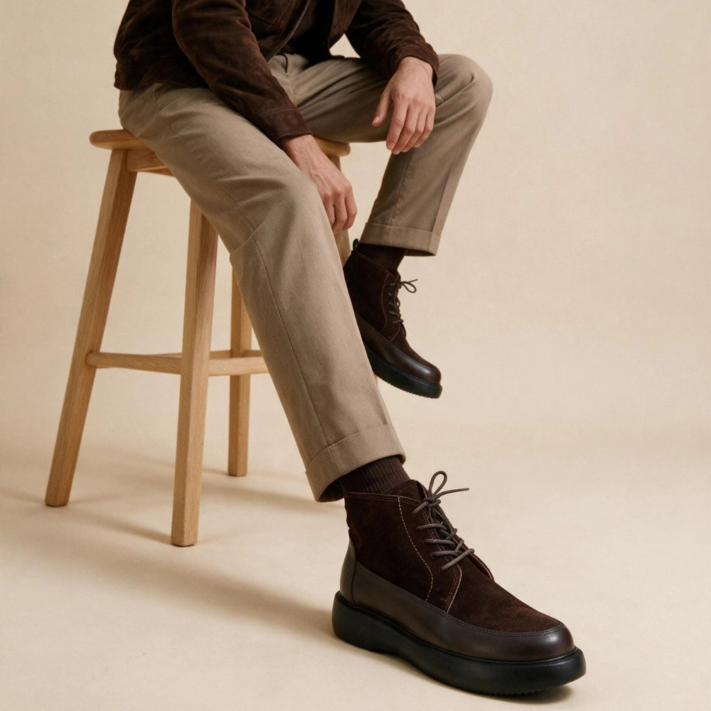 OR112 Bottines Montantes Homme - Cuir Marron