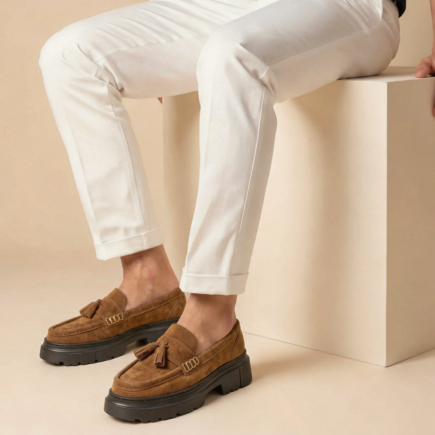 OR14 : Mocassins à Semelle Crantée Homme en Daim