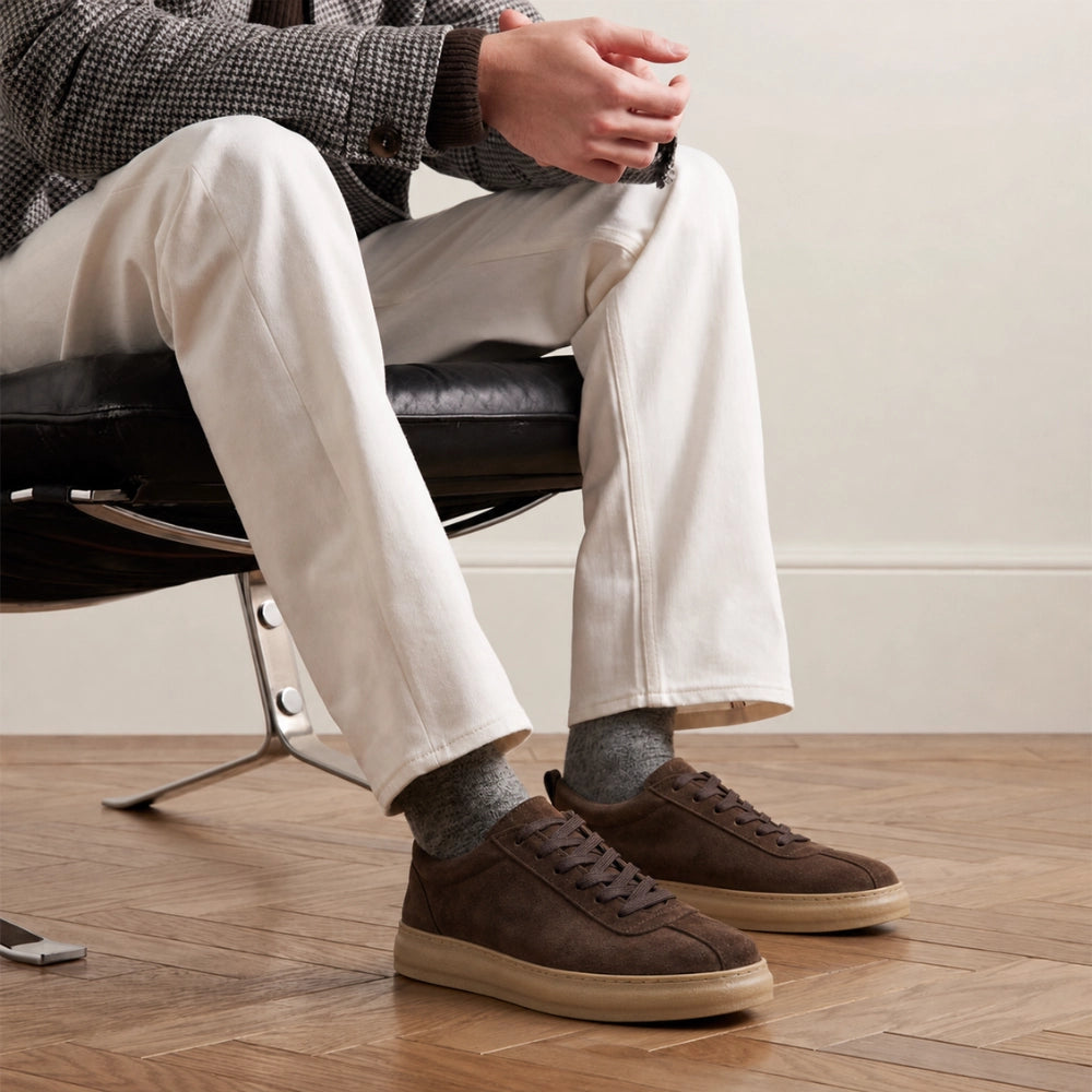 OR61 Sneakers Élégantes Homme - Daim Marron