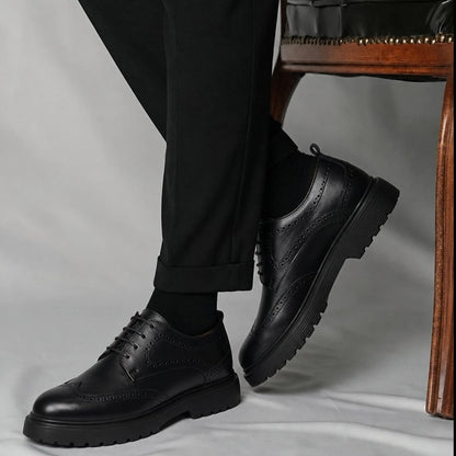 OR05 Derby Perforé Homme – Cuir Noir