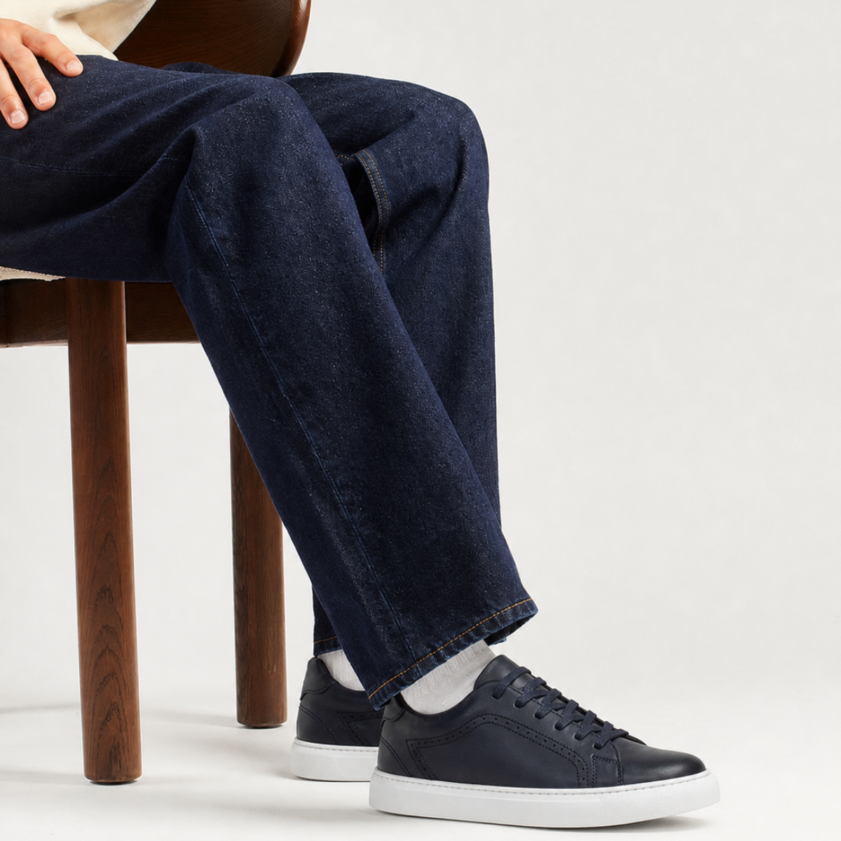 OR448 Sneakers Élégantes Homme - Cuir Bleu Marine