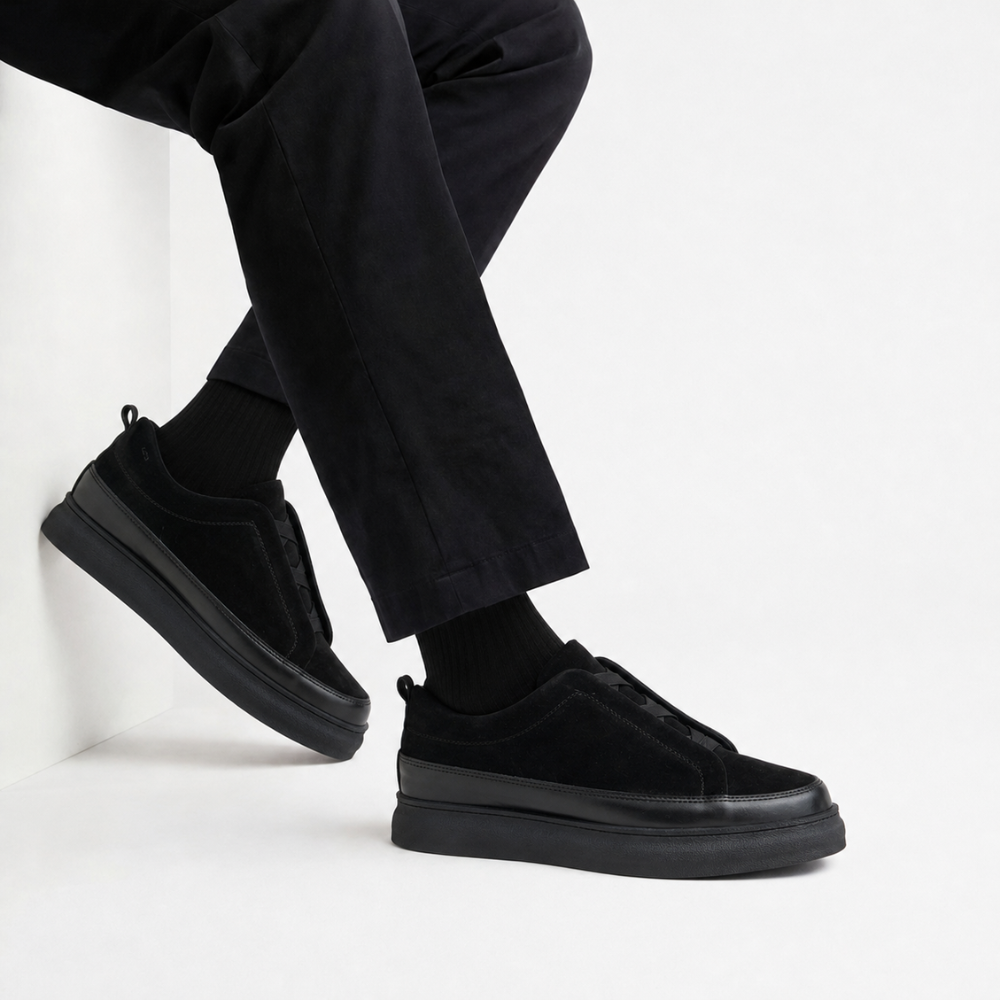 OR26 Baskets Sans Lacets Homme - Cuir Noir