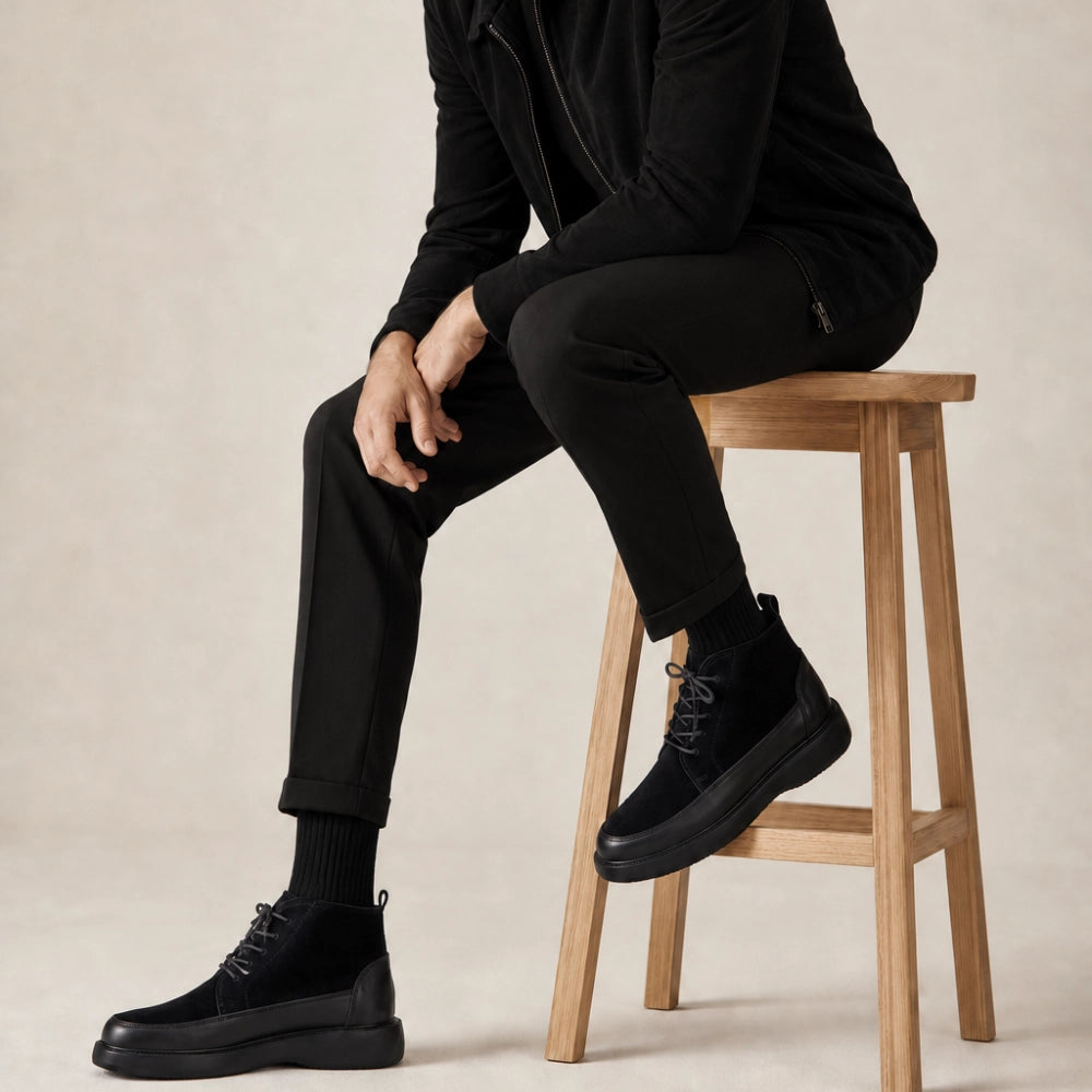 OR112 Bottines Montantes Homme - Cuir Noir