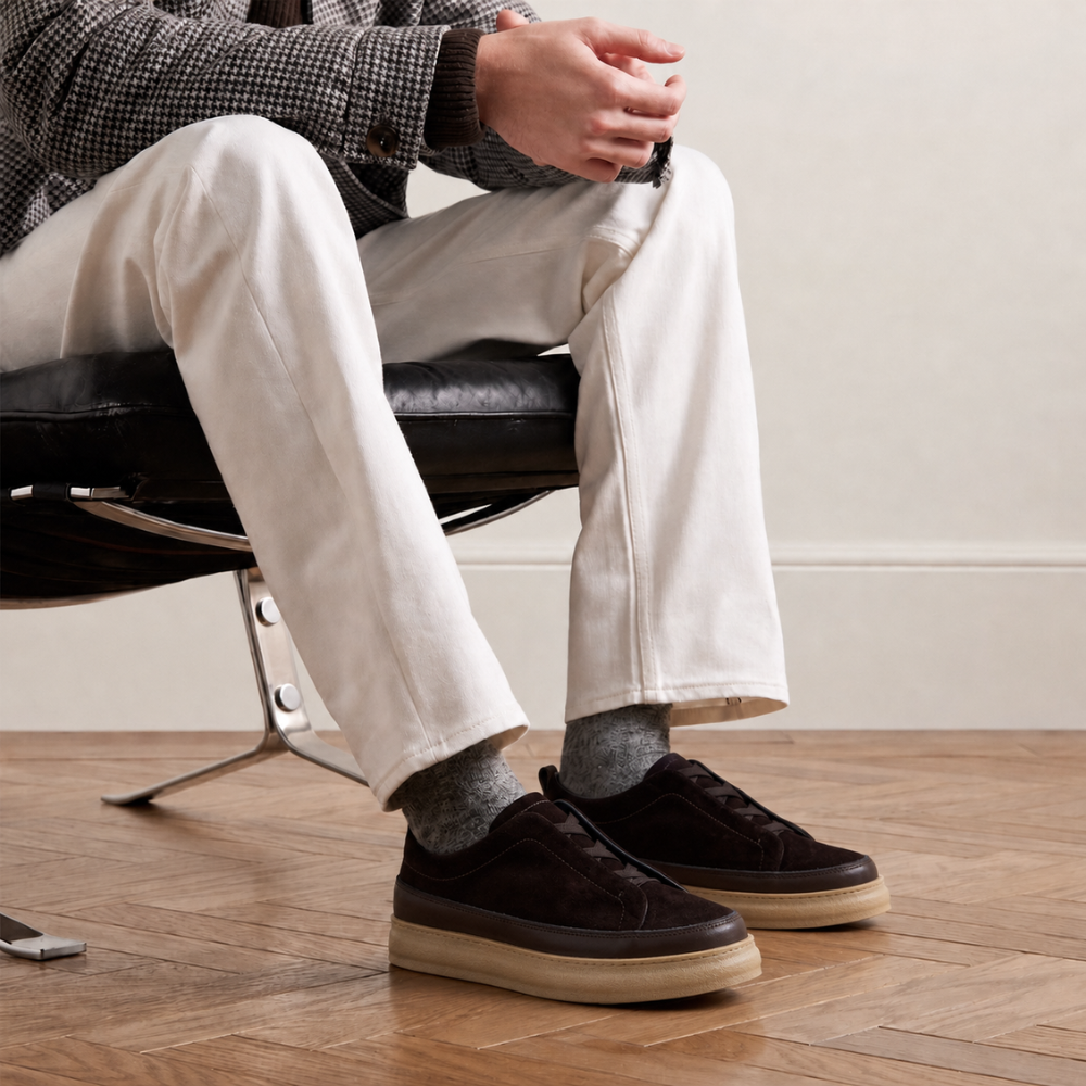 OR26 Baskets Sans Lacets Homme - Cuir Marron