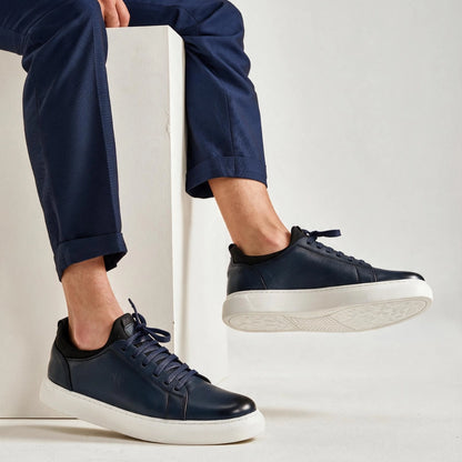 OR53 Sneakers Urbaines Homme- Cuir Bleu Marine