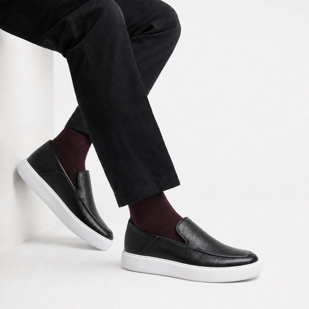 OR102 Mocassins Sneakers Homme - Cuir Noir
