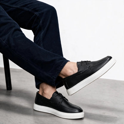 OR105 Chaussures bateau homme - Cuir Noir