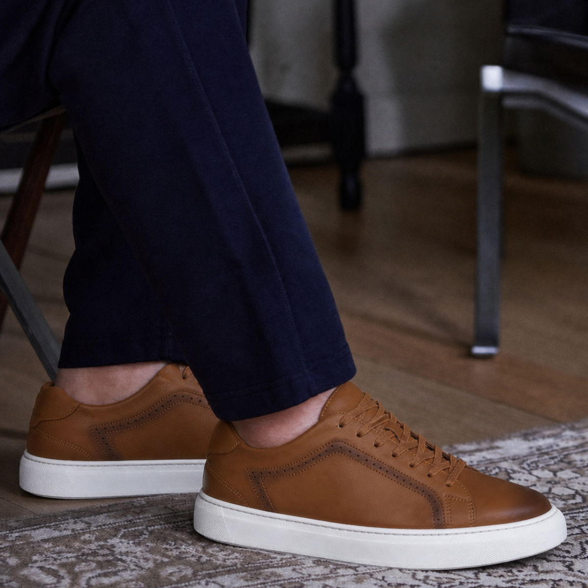 OR448 Sneakers Élégantes Homme - Cuir Tabac