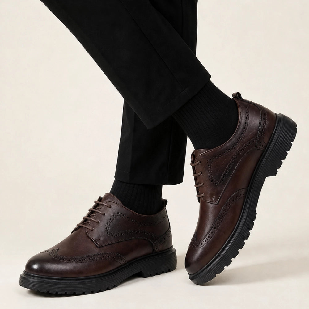 OR05 Derby Perforé Homme – Cuir Marron