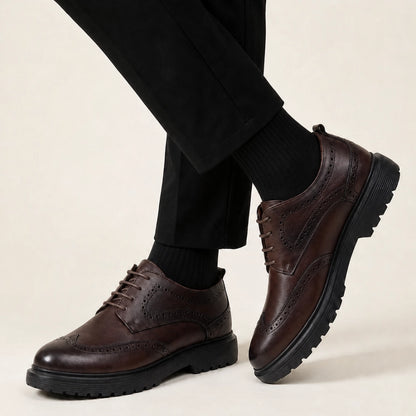 OR05 Derby Perforé Homme – Cuir Marron