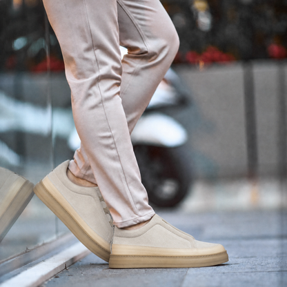 OR26 Baskets Sans Lacets Homme - Cuir Beige