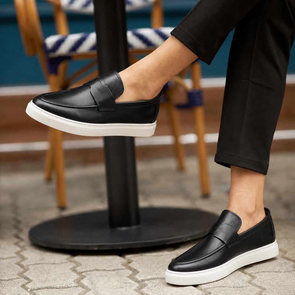 OR107 Mocassin En Cuir Noir