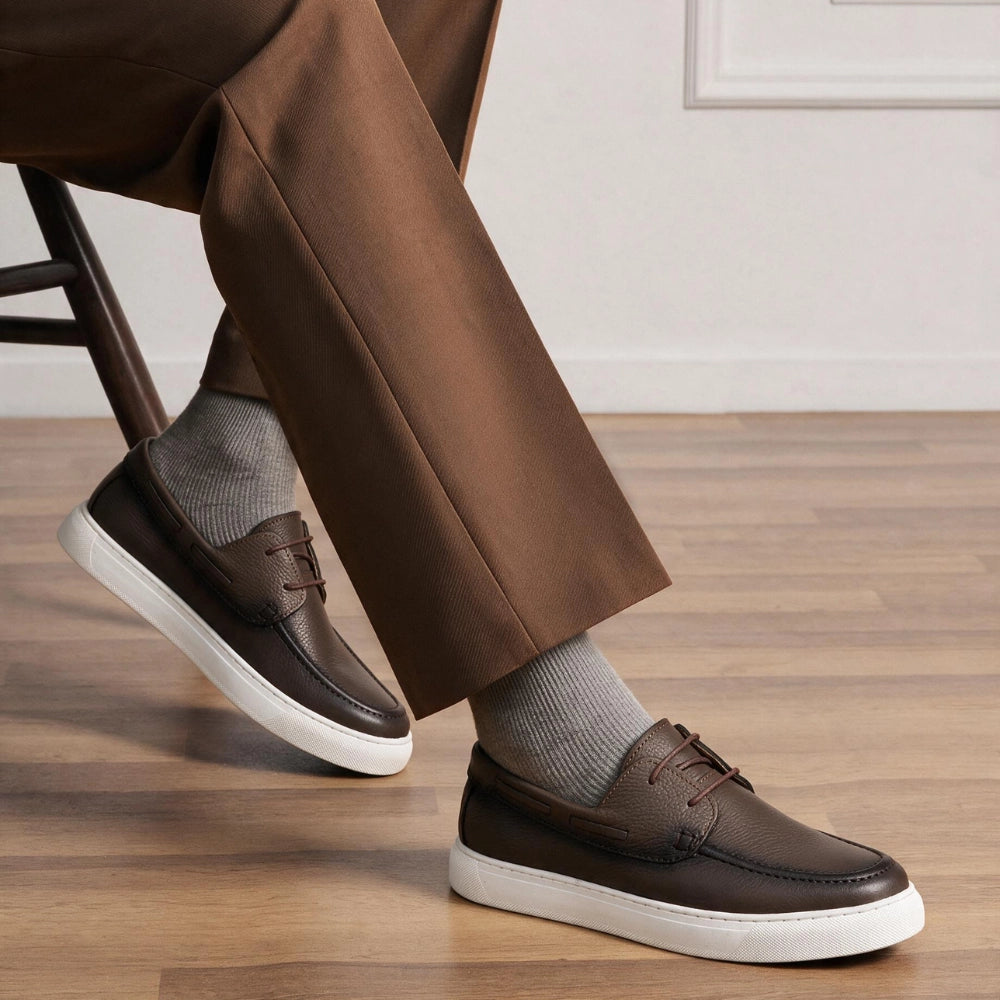 OR105 Chaussures bateau homme - Cuir Marron