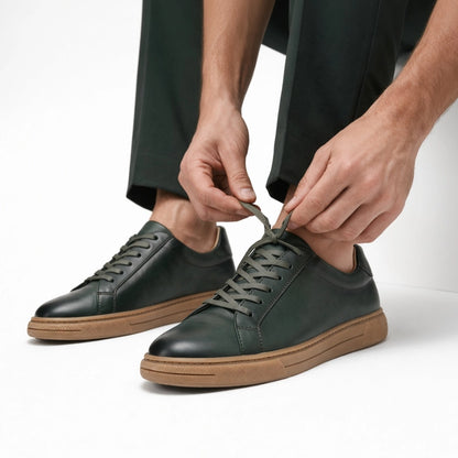 OR033 Baskets de Ville Homme - Cuir Vert