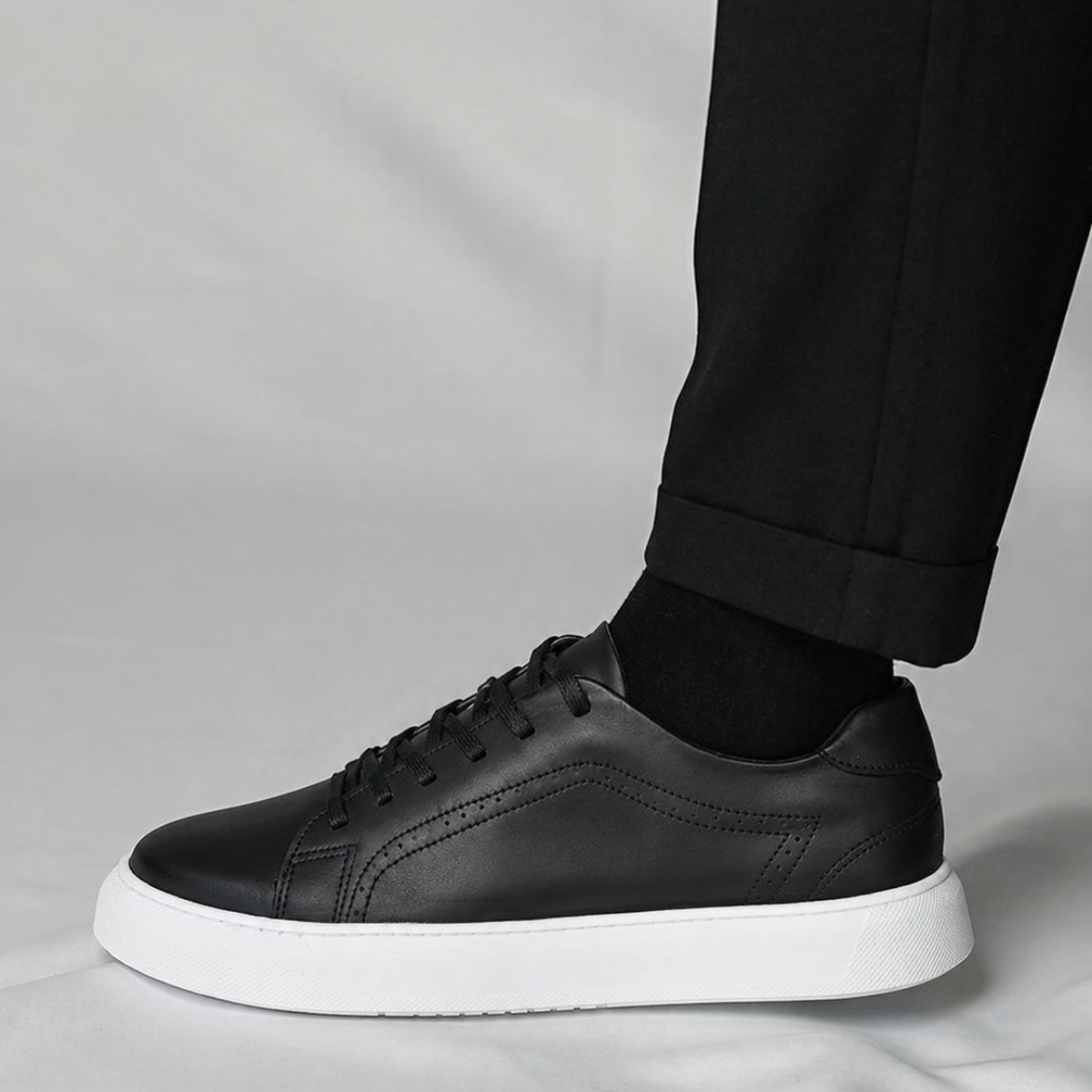 OR448 Sneakers Élégantes Homme - Cuir Noir