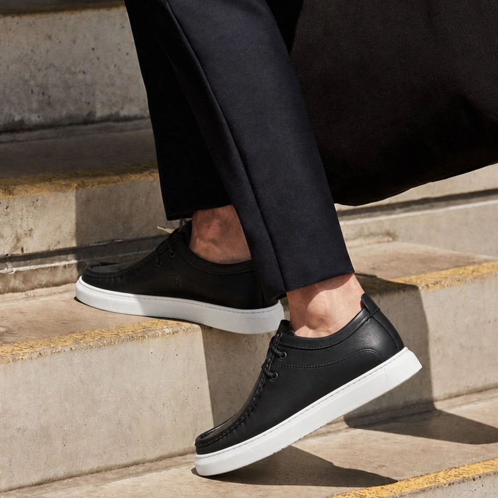OR011 Chaussure Semelle Blanche - Cuir Noir