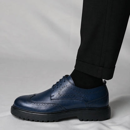 OR05 Derby Perforé Homme – Cuir Bleu marine
