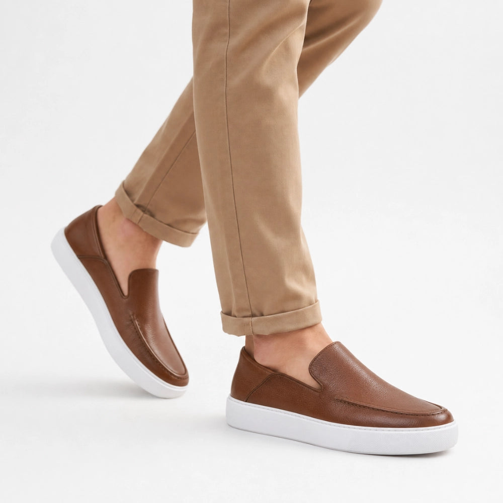 OR102 Mocassins Sneakers Homme - Cuir Tabac