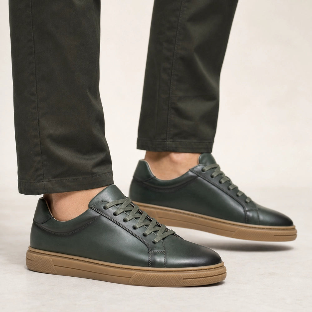 OR033 Baskets de Ville Homme - Cuir Vert