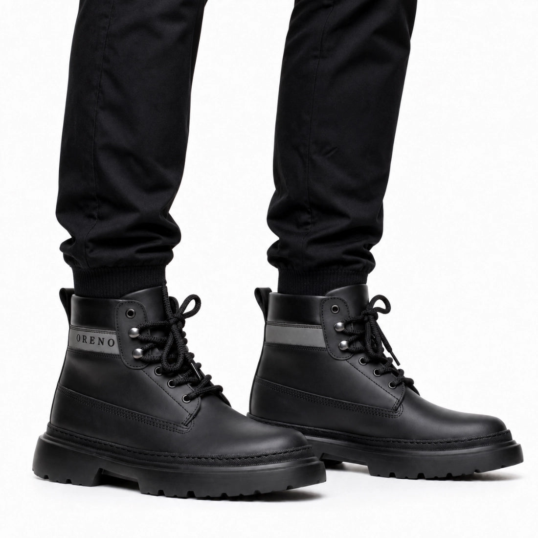 OR040 Bottines Randonnée Homme - Cuir Noir