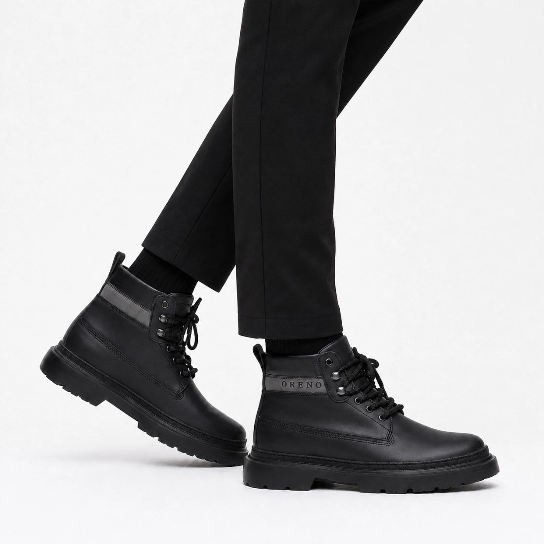 OR040 Bottines Randonnée Homme - Cuir Noir