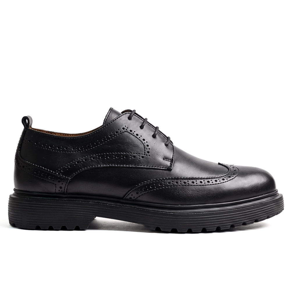 OR05 Derby Perforé Homme – Cuir Noir