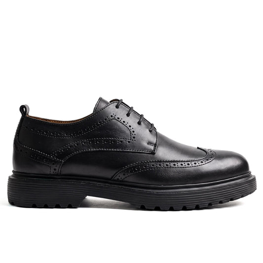 OR05 Derby Perforé Homme – Cuir Noir