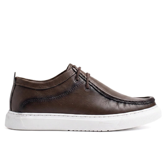OR011 Chaussure Semelle Blanche - Cuir Marron
