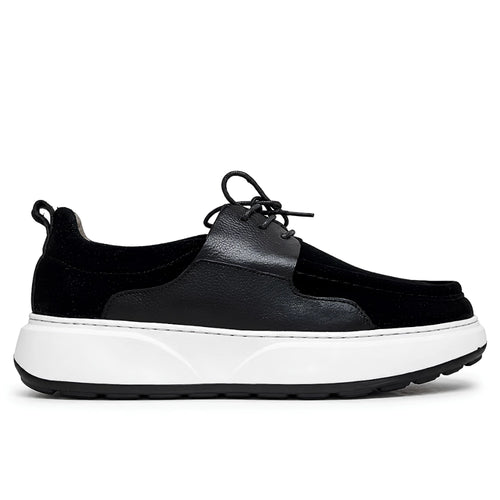 Valméro: Sneakers à Bout Mocassin - Daim Noir