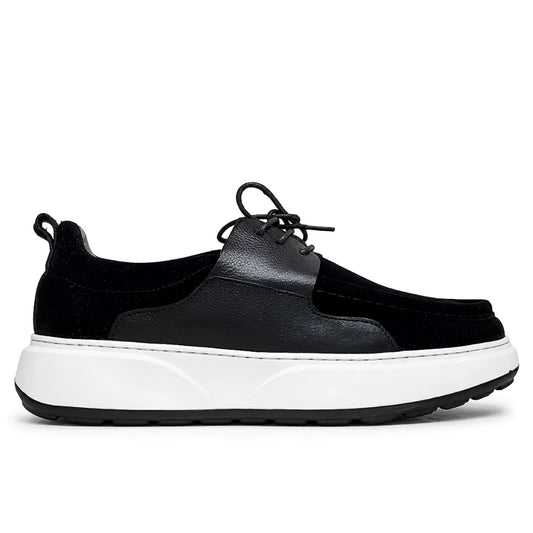 Valméro: Sneakers à Bout Mocassin - Daim Noir