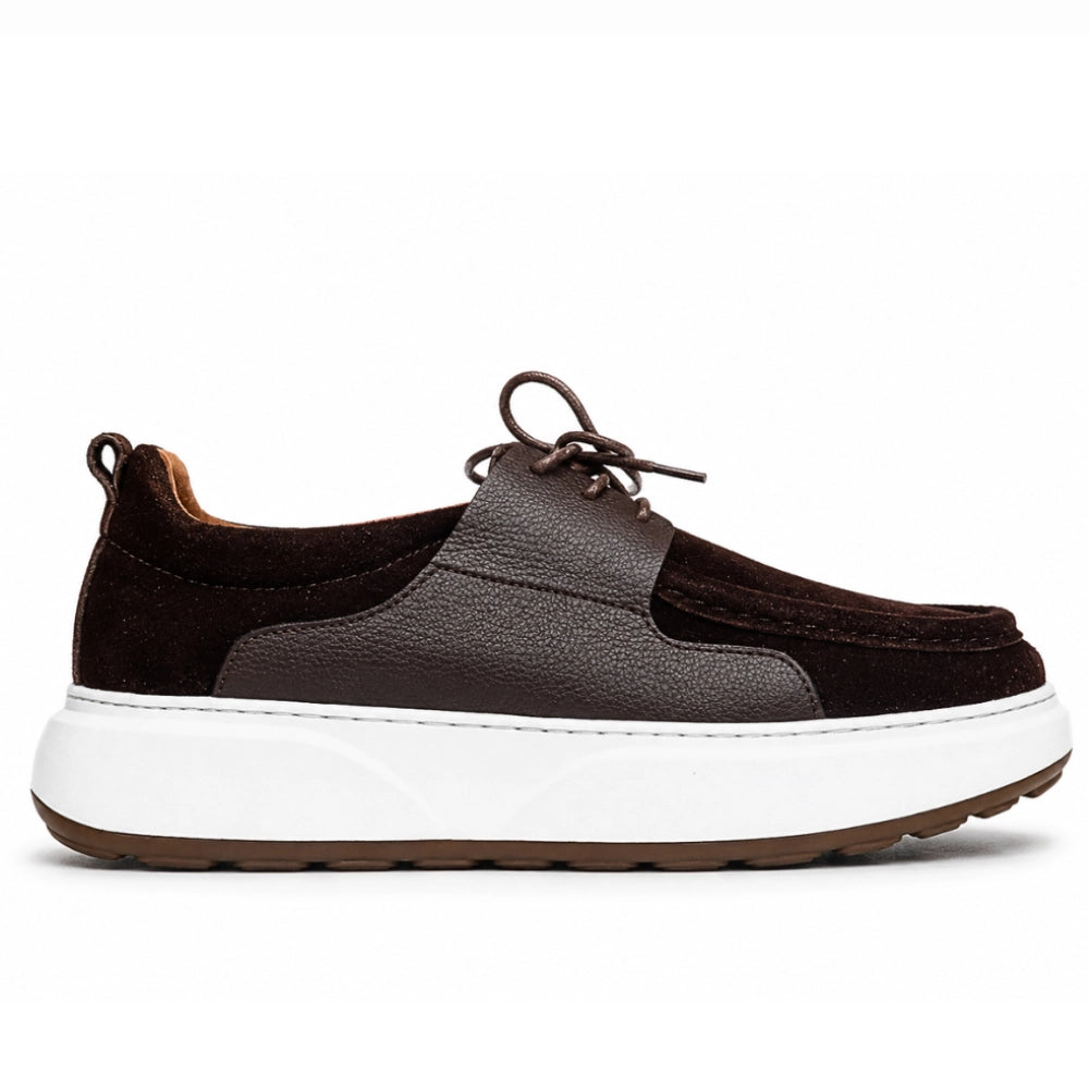 Valméro: Sneakers à Bout Mocassin - Daim Marron