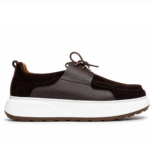 Valméro: Sneakers à Bout Mocassin - Daim Marron