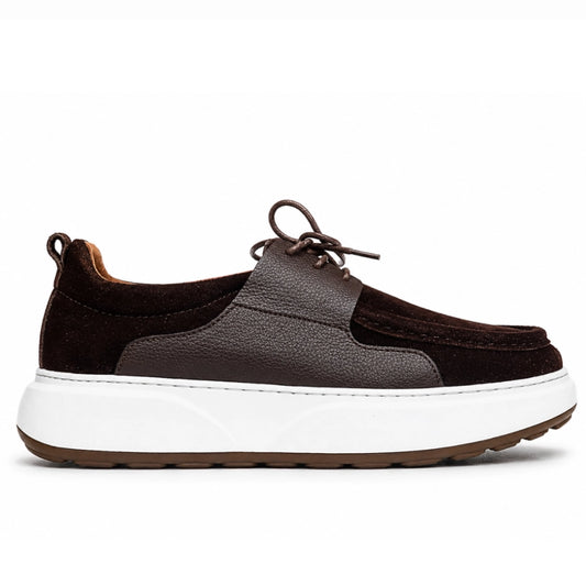 Valméro: Sneakers à Bout Mocassin - Daim Marron