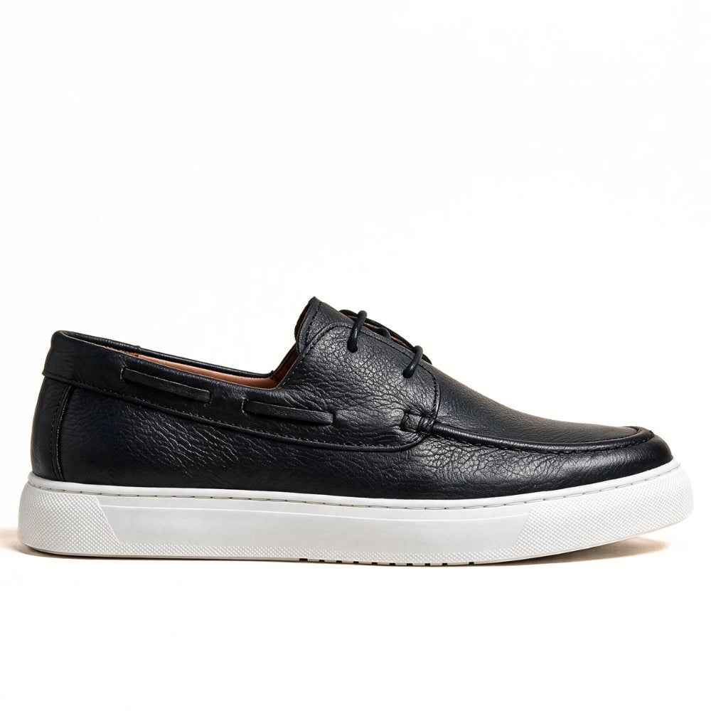OR105 Chaussures bateau homme - Cuir Noir