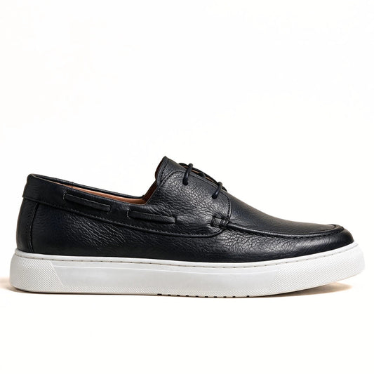 OR105 Chaussures bateau homme - Cuir Noir