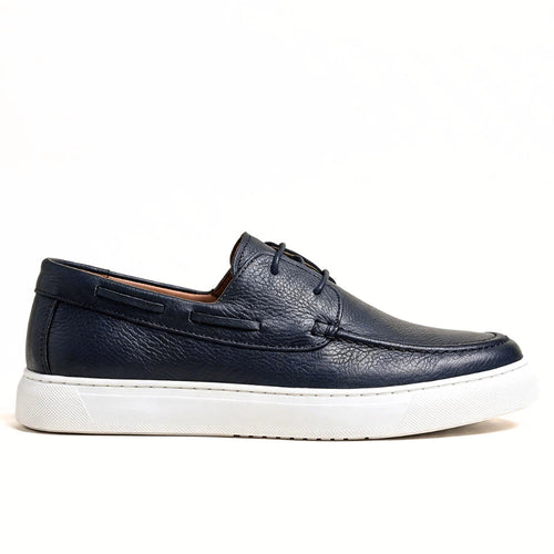 OR105 Chaussures bateau homme - Cuir Bleu marine