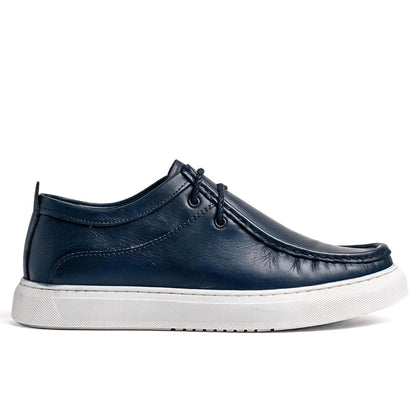 OR011 Chaussure Semelle Blanche - Cuir Blue Marine