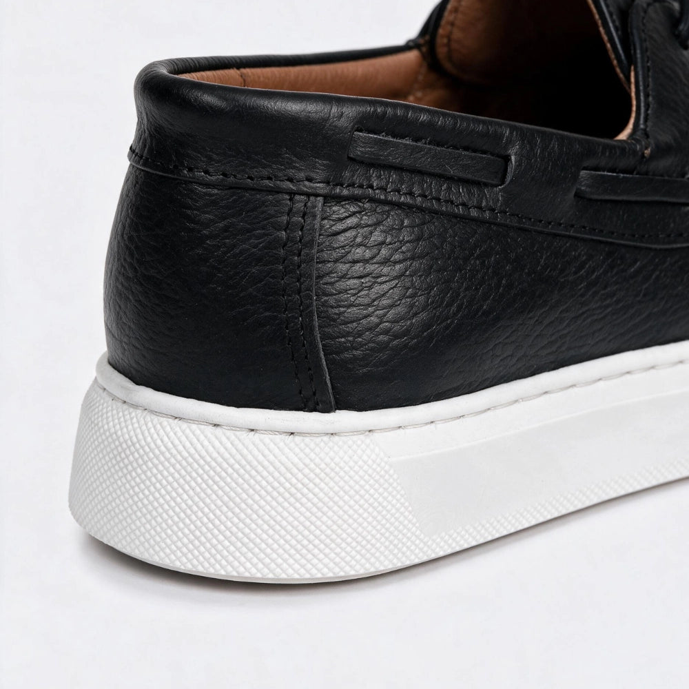 OR105 Chaussures bateau homme - Cuir Noir