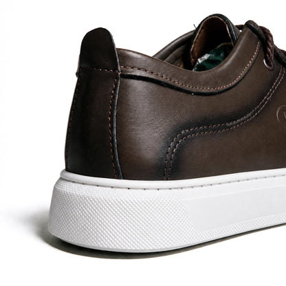 OR011 Chaussure Semelle Blanche - Cuir Marron