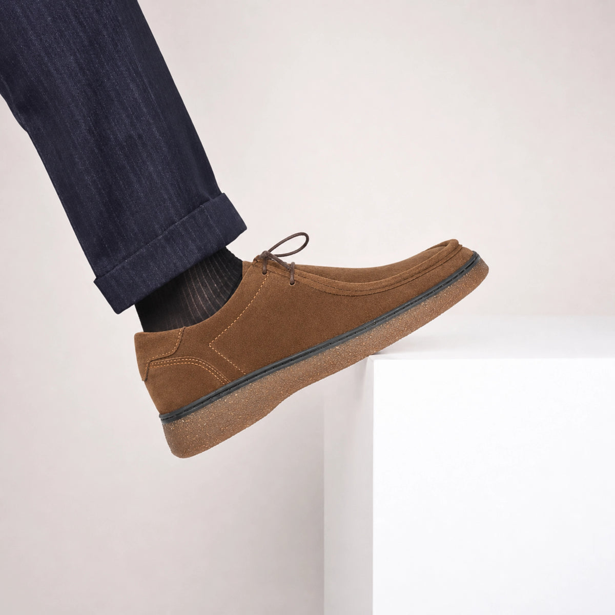 OR17 : Derby Mocassin en Daim Marron