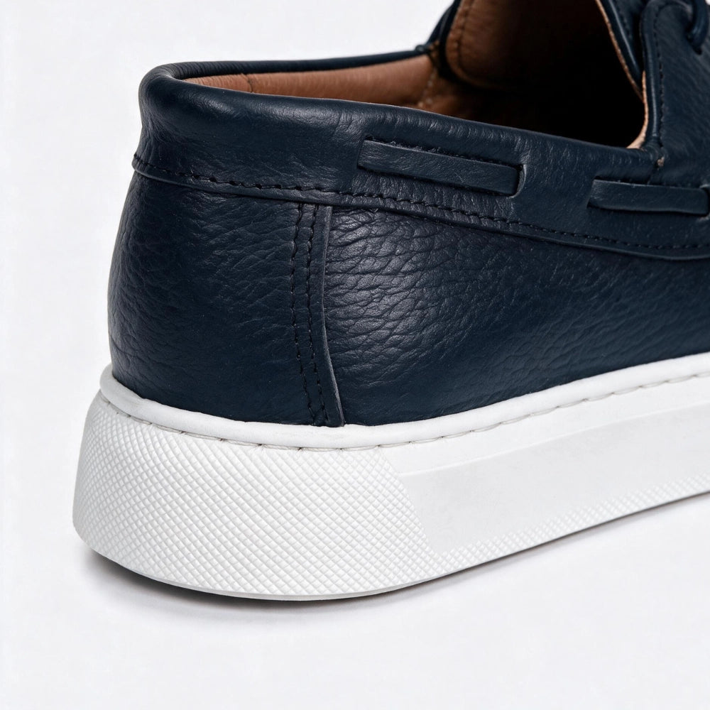 OR105 Chaussures bateau homme - Cuir Bleu marine