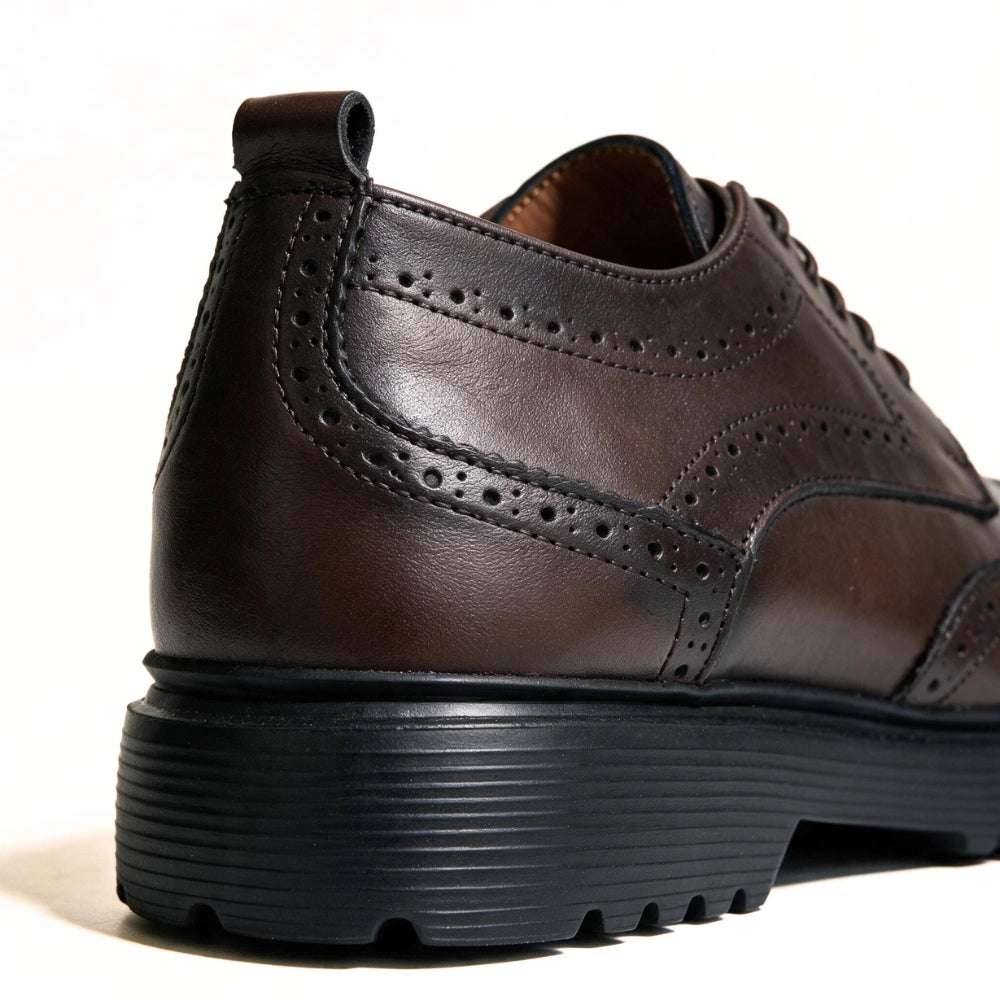 OR05 Derby Perforé Homme – Cuir Marron