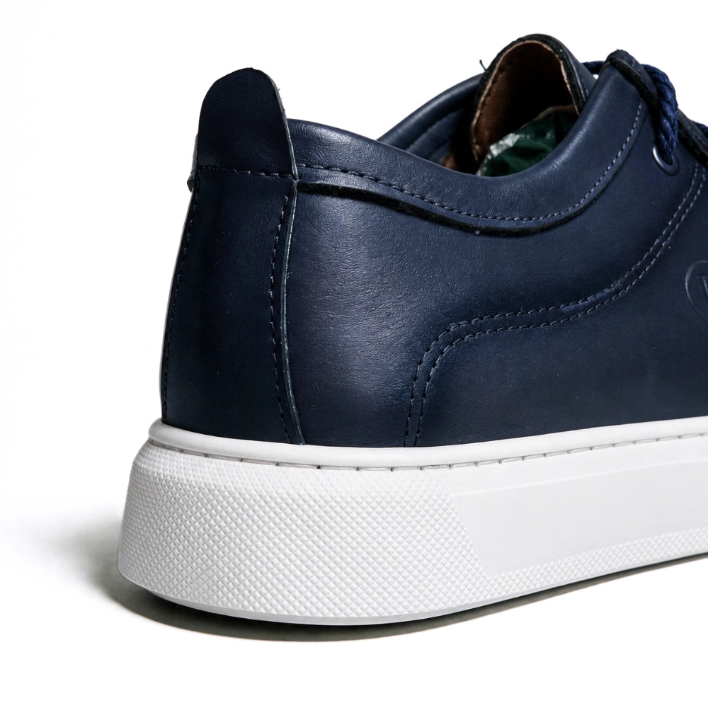 OR011 Chaussure Semelle Blanche - Cuir Blue Marine