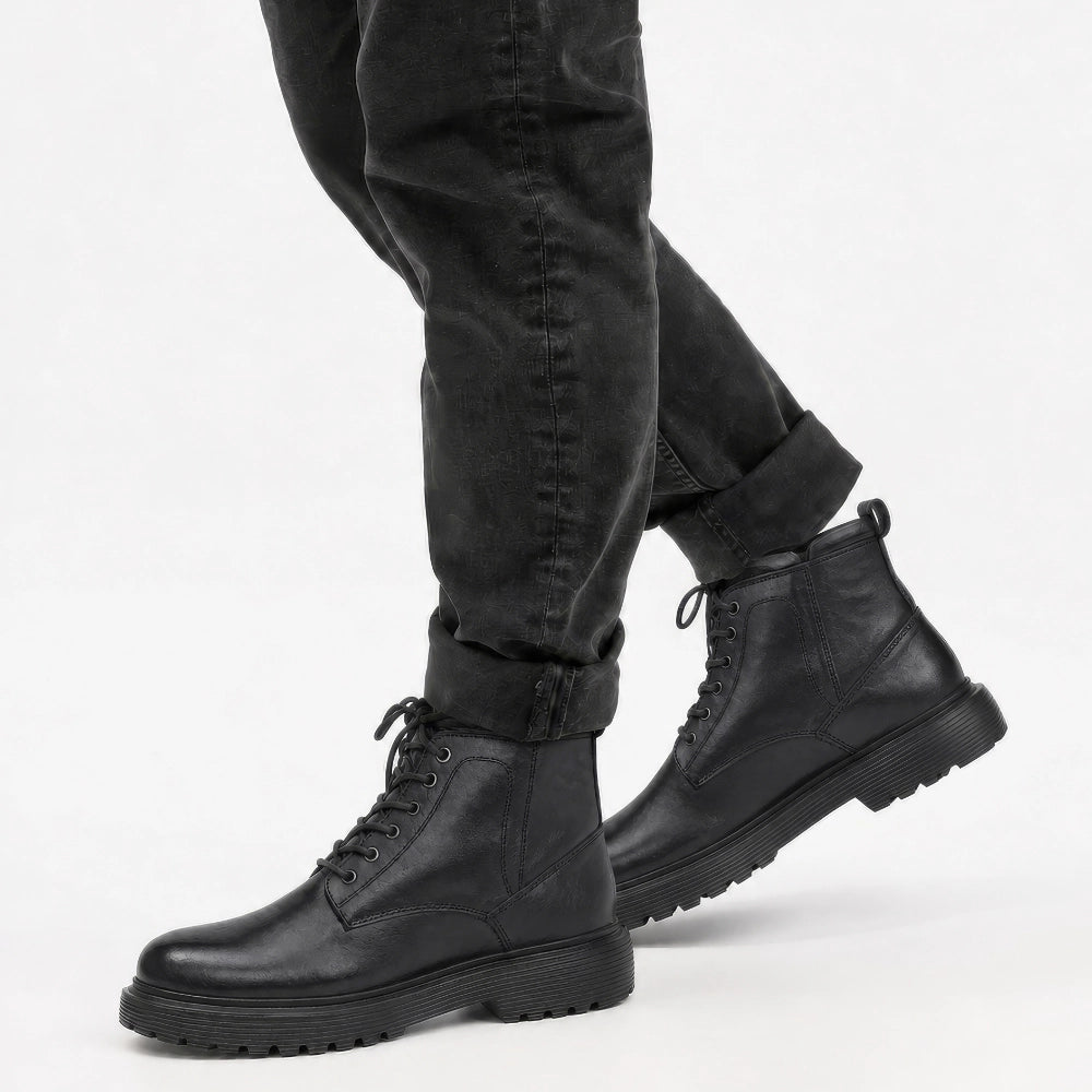 OR119 Bottines Lacées Homme - Cuir Noir