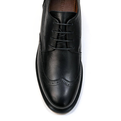 OR05 Derby Perforé Homme – Cuir Noir