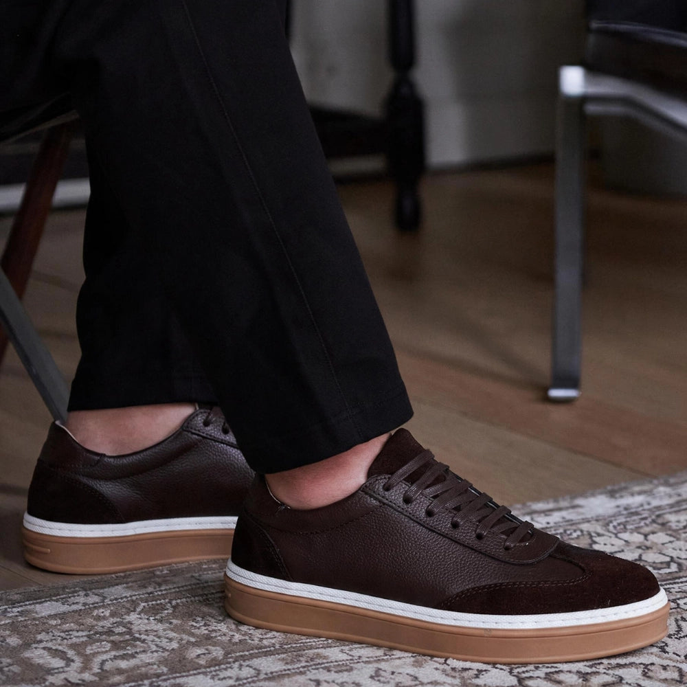 OR02 Sneakers Bi-Matière - Cuir Marron