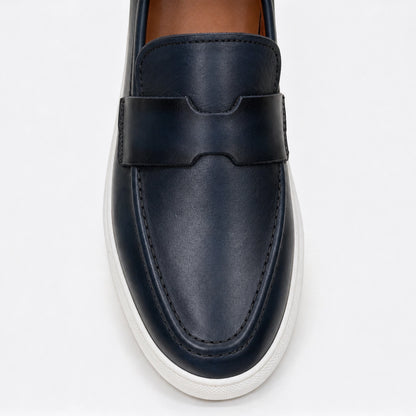 OR107 Mocassin En Cuir Bleu Marine