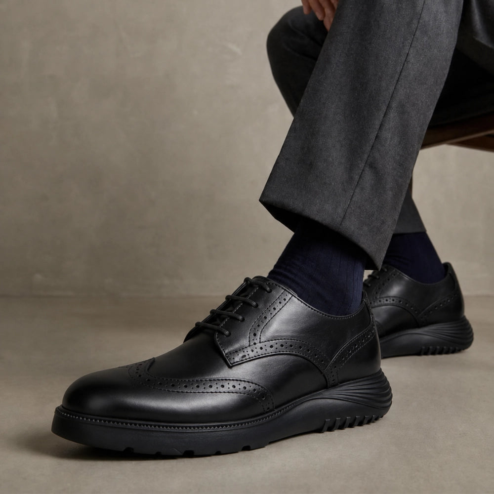 OR07 Derby Brogue Homme – Cuir Noir